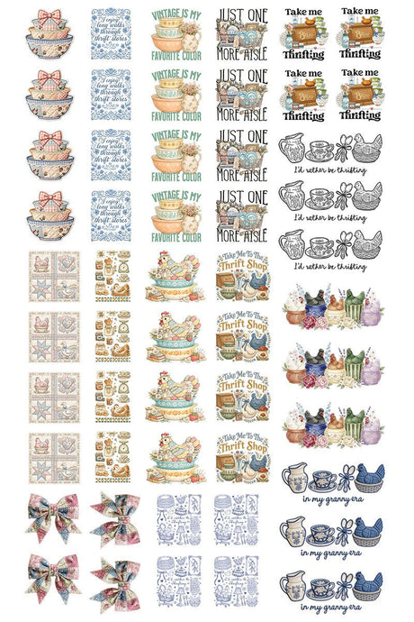 22 x 36 Thrifting/Grannycore Pre - Made Hat Gang Sheet - Wholesale Accessory Market
