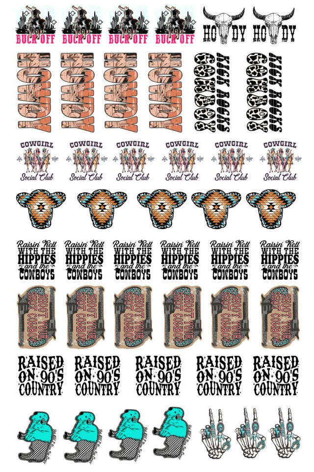22 x 36 Western Pre-Made Hat Gang Sheet - Wholesale Accessory Market