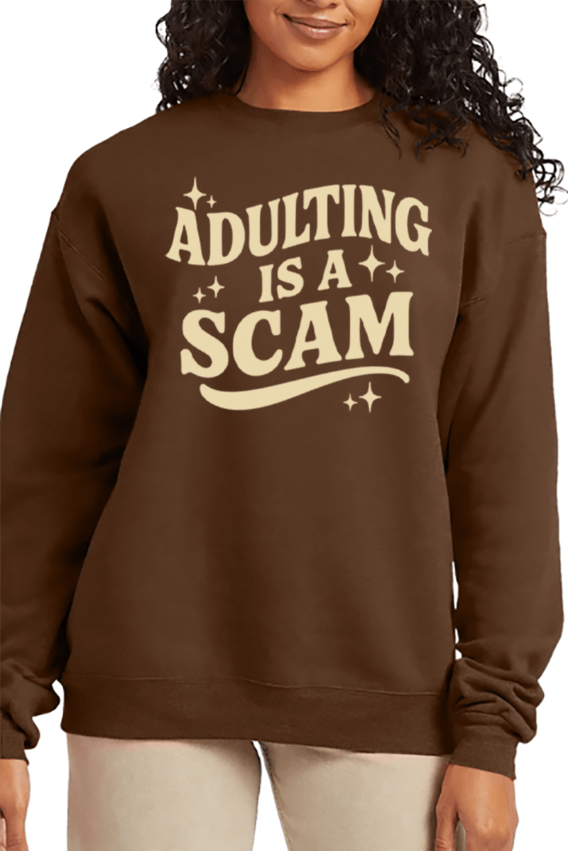 Adulting Is A Scam Ecosmart Crewneck Sweatshirt - Wholesale Accessory Market