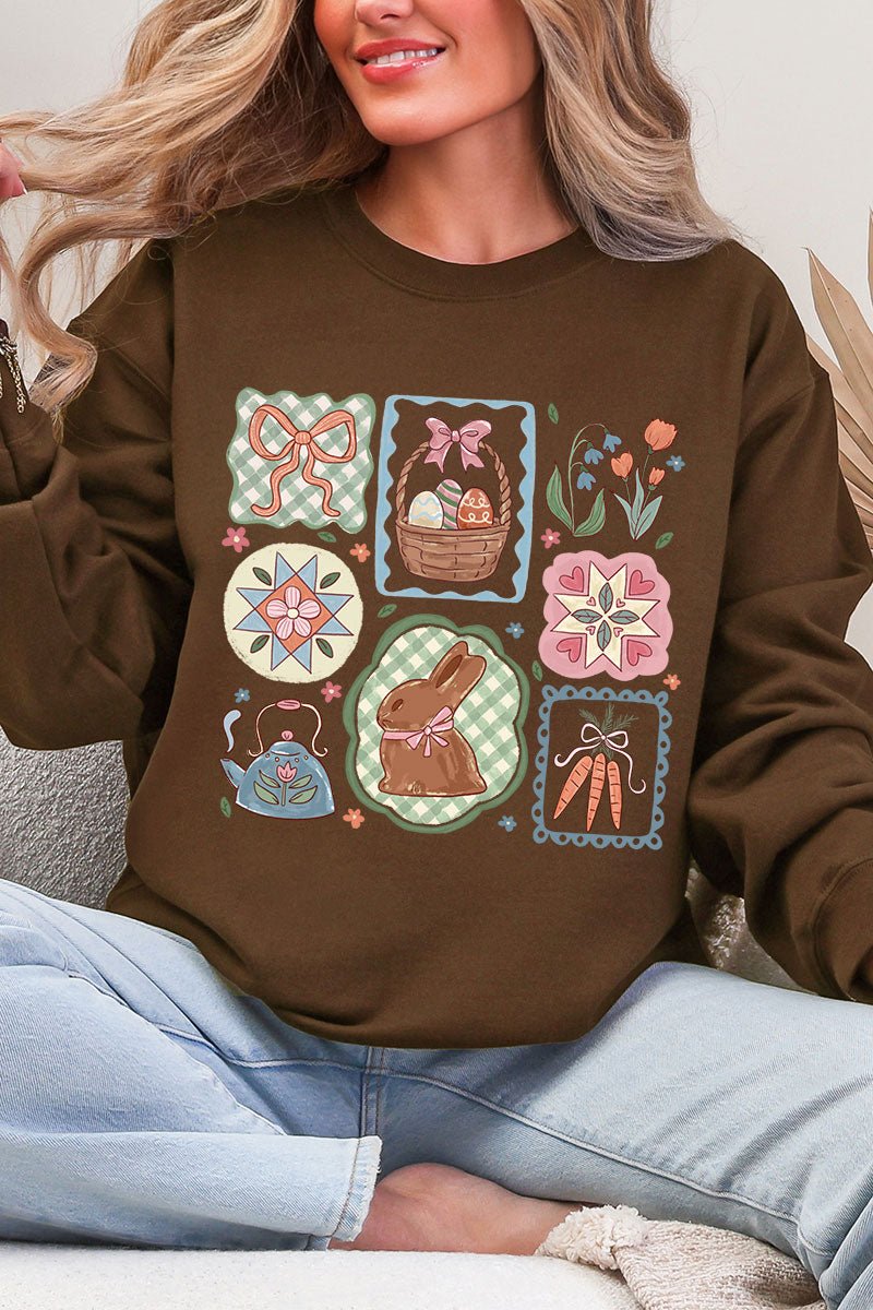 Blossom Bunny Patch Ecosmart Crewneck Sweatshirt - Wholesale Accessory Market