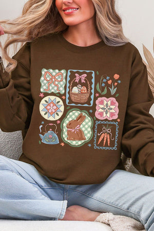 Blossom Bunny Patch Ecosmart Crewneck Sweatshirt - Wholesale Accessory Market