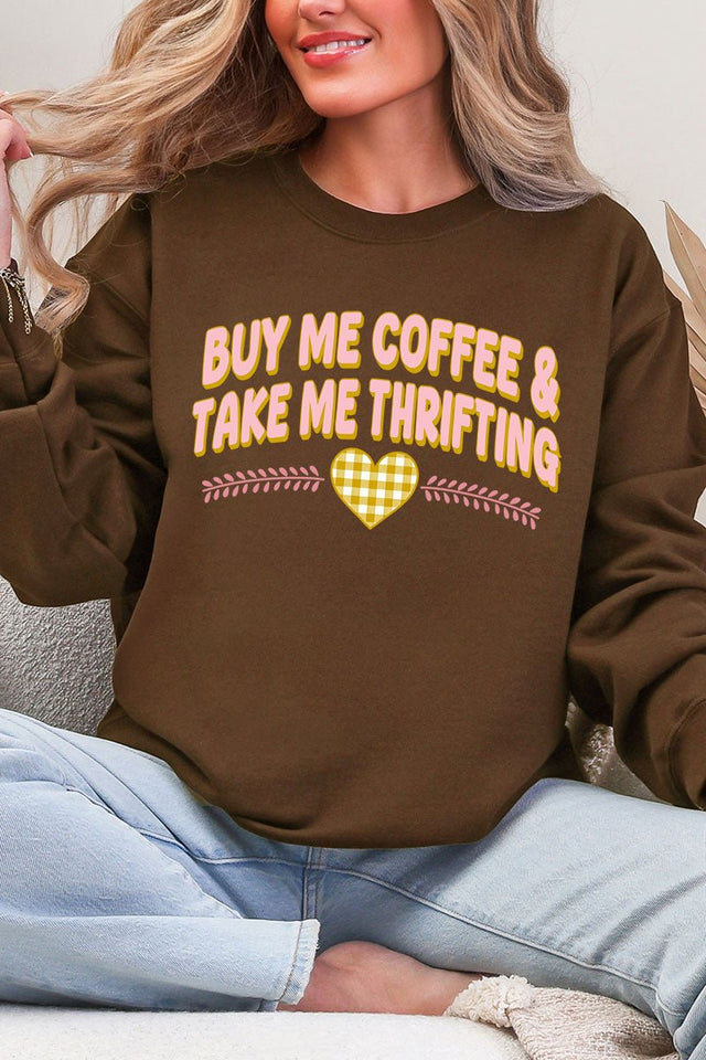 Buy Me Coffee And Take Me Thrifting Ecosmart Crewneck Sweatshirt - Wholesale Accessory Market