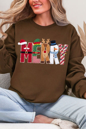 Christmas Characters Merry Ecosmart Crewneck Sweatshirt - Wholesale Accessory Market