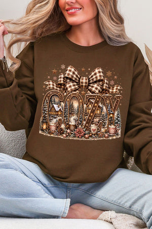 Cozy Christmas Cottage Ecosmart Crewneck Sweatshirt - Wholesale Accessory Market