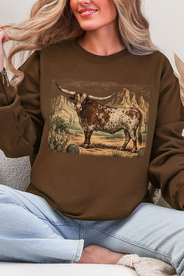 Desert Monarch Longhorn Ecosmart Crewneck Sweatshirt - Wholesale Accessory Market