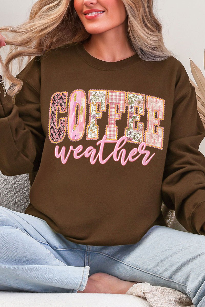 Pink Lace Coffee Weather Ecosmart Crewneck Sweatshirt - Wholesale Accessory Market