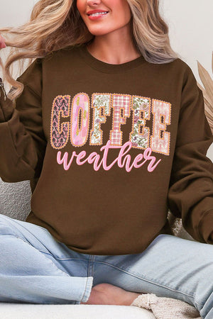 Pink Lace Coffee Weather Ecosmart Crewneck Sweatshirt - Wholesale Accessory Market