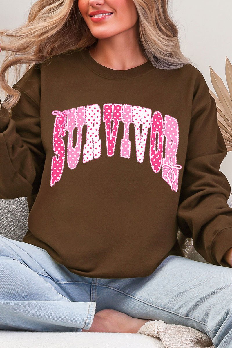 Pink Polka Pop Survivor Ecosmart Crewneck Sweatshirt - Wholesale Accessory Market