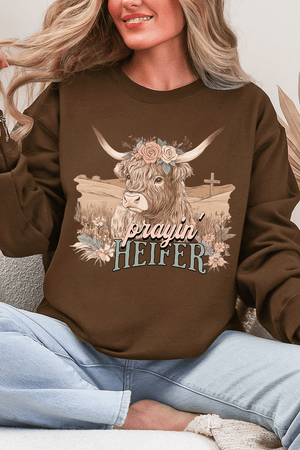 Prayin' Heifer Ecosmart Crewneck Sweatshirt - Wholesale Accessory Market