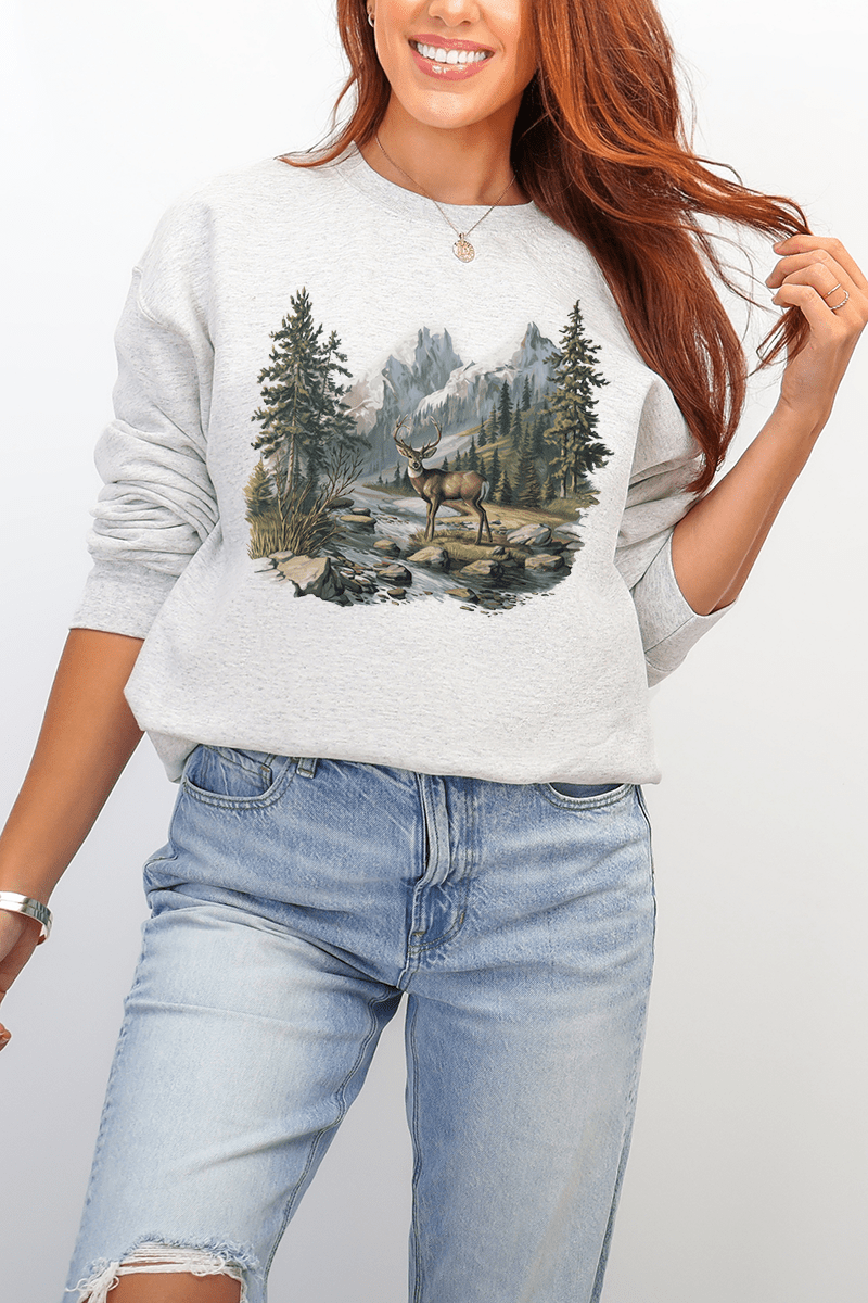 Alpine Deer Ecosmart Crewneck Sweatshirt - Wholesale Accessory Market
