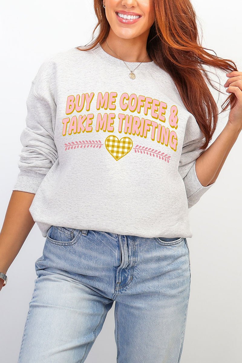 Buy Me Coffee And Take Me Thrifting Ecosmart Crewneck Sweatshirt - Wholesale Accessory Market