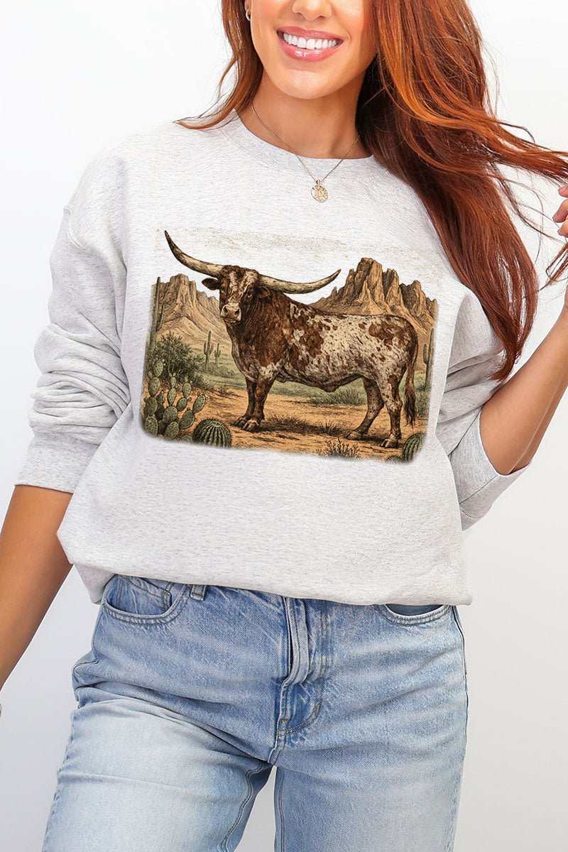 Desert Monarch Longhorn Ecosmart Crewneck Sweatshirt - Wholesale Accessory Market