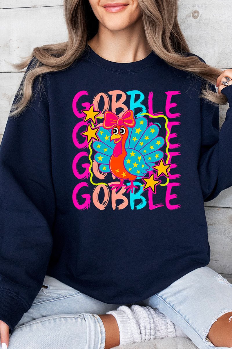 Gobble Doodle Turkey Ecosmart Crewneck Sweatshirt - Wholesale Accessory Market