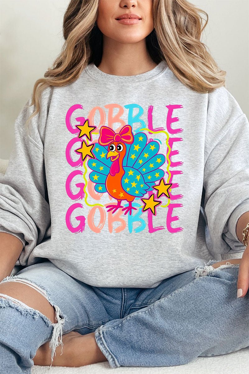 Gobble Doodle Turkey Ecosmart Crewneck Sweatshirt - Wholesale Accessory Market
