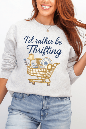 I'd Rather Be Thrifting Ecosmart Crewneck Sweatshirt - Wholesale Accessory Market