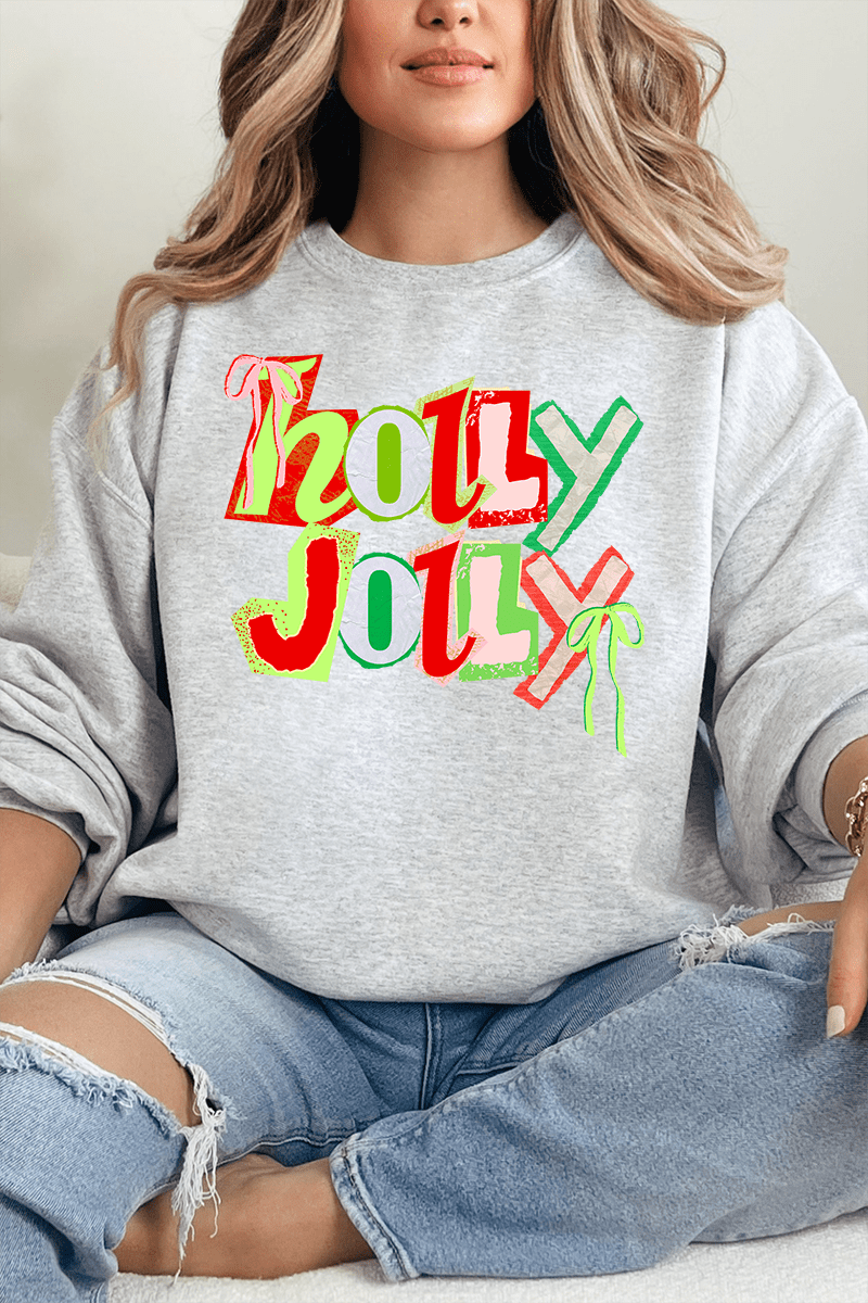 Retro Holly Jolly Ecosmart Crewneck Sweatshirt - Wholesale Accessory Market