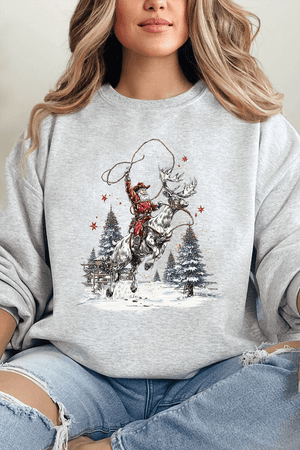 Retro Rodeo Santa Ecosmart Crewneck Sweatshirt - Wholesale Accessory Market