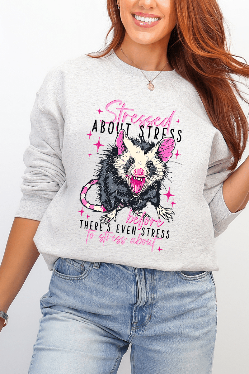 Stressed About Stress Ecosmart Crewneck Sweatshirt - Wholesale Accessory Market