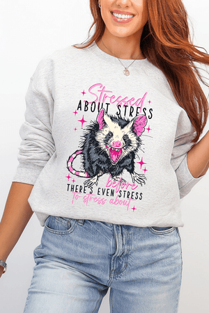 Stressed About Stress Ecosmart Crewneck Sweatshirt - Wholesale Accessory Market