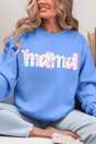 Coquette Floral Pink And Blue Mama Ecosmart Crewneck Sweatshirt - Wholesale Accessory Market