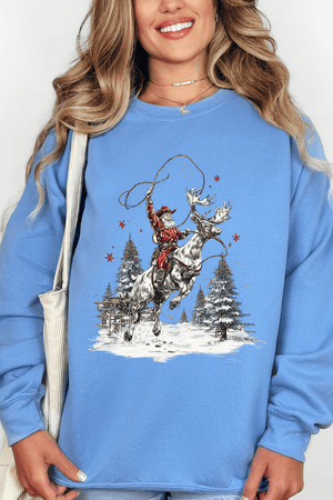 Retro Rodeo Santa Ecosmart Crewneck Sweatshirt - Wholesale Accessory Market