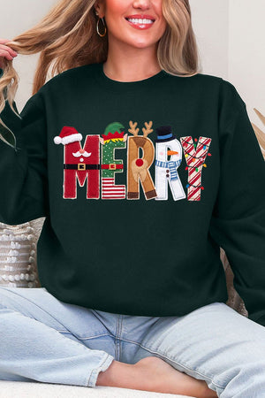 Christmas Characters Merry Ecosmart Crewneck Sweatshirt - Wholesale Accessory Market