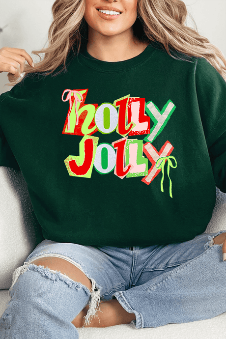 Retro Holly Jolly Ecosmart Crewneck Sweatshirt - Wholesale Accessory Market