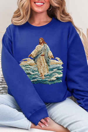 Faux Yarn Walking On Water Ecosmart Crewneck Sweatshirt - Wholesale Accessory Market