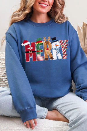 Christmas Characters Merry Ecosmart Crewneck Sweatshirt - Wholesale Accessory Market