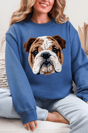 Faux Yarn English Bulldog Ecosmart Crewneck Sweatshirt - Wholesale Accessory Market