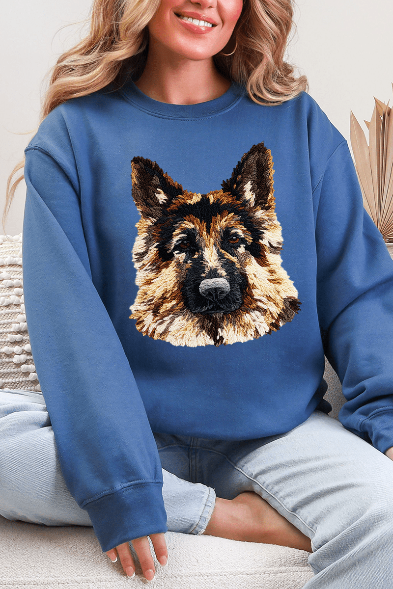 Faux Yarn German Shepherd Ecosmart Crewneck Sweatshirt - Wholesale Accessory Market