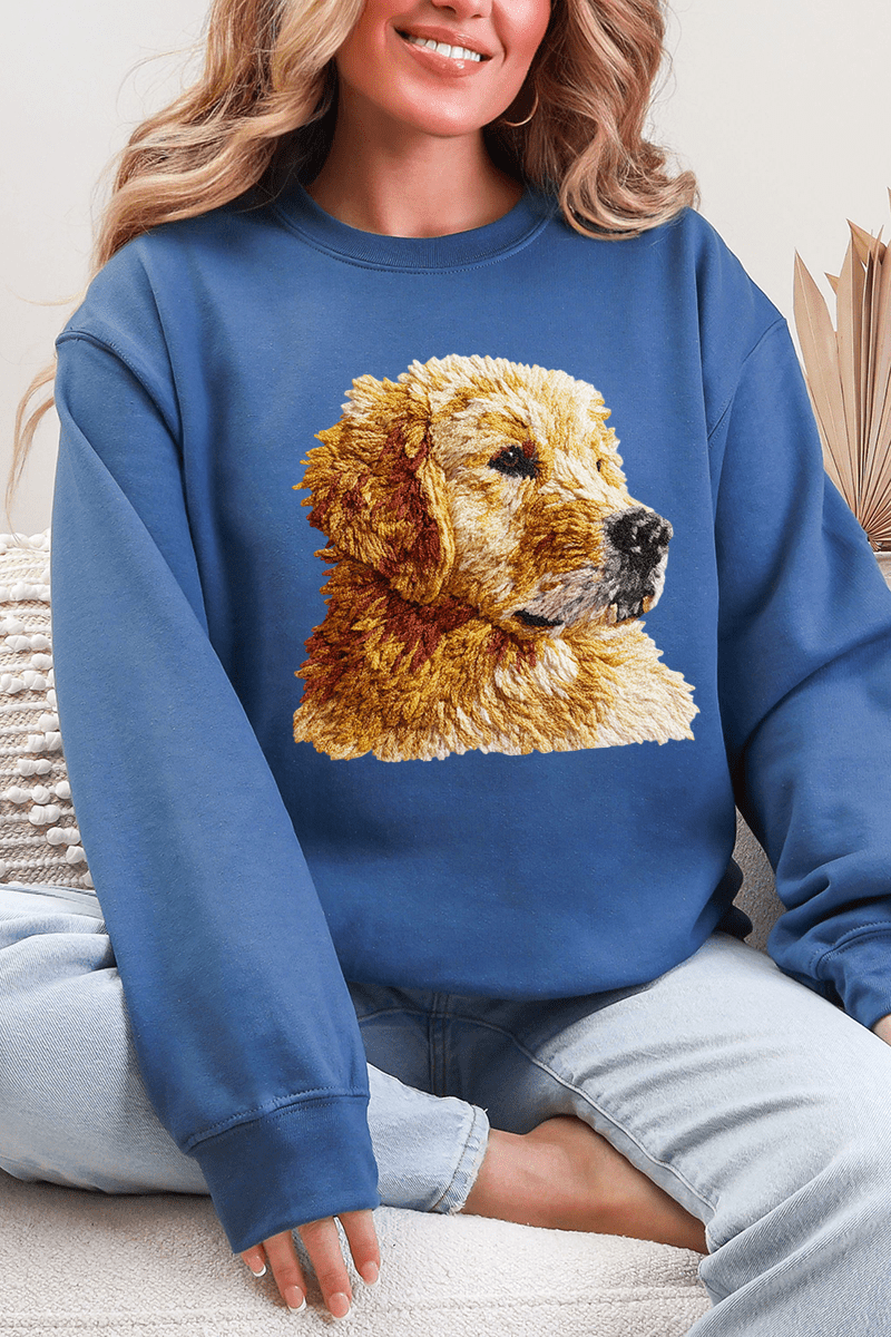Faux Yarn Golden Retriever Ecosmart Crewneck Sweatshirt - Wholesale Accessory Market