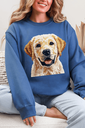 Faux Yarn Yellow Labrador Retriever Ecosmart Crewneck Sweatshirt - Wholesale Accessory Market