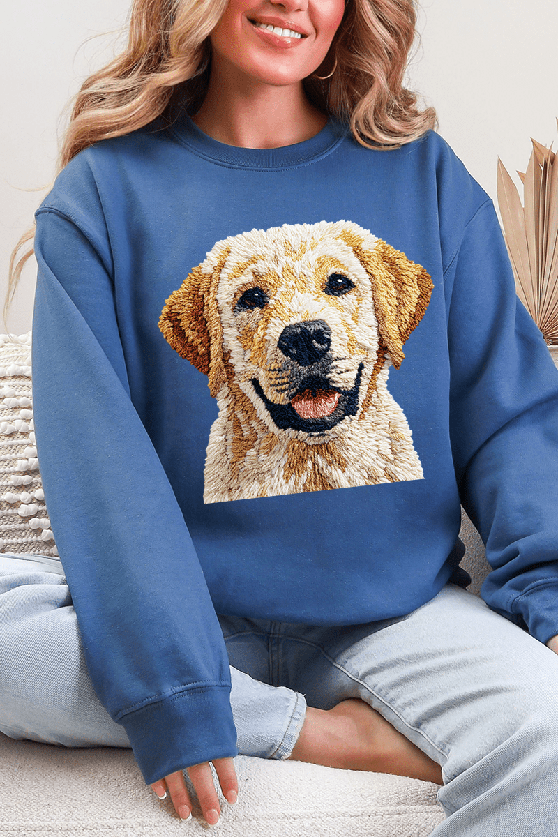 Faux Yarn Yellow Labrador Retriever Ecosmart Crewneck Sweatshirt 