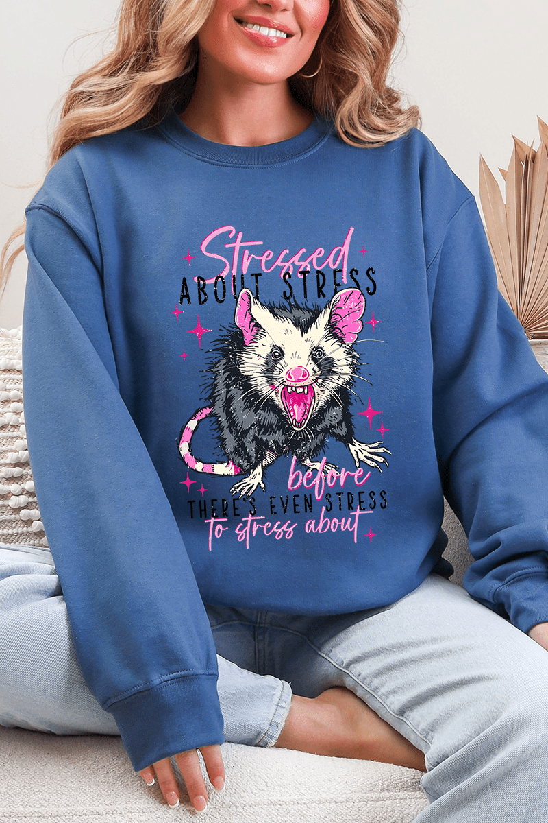Stressed About Stress Ecosmart Crewneck Sweatshirt - Wholesale Accessory Market