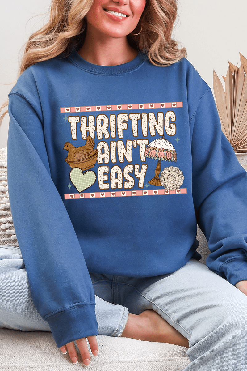 Thrifting Ain't Easy Ecosmart Crewneck Sweatshirt - Wholesale Accessory Market
