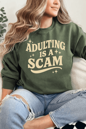 Adulting Is A Scam Ecosmart Crewneck Sweatshirt - Wholesale Accessory Market
