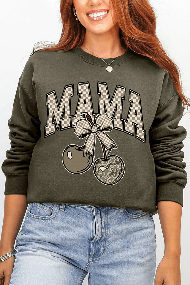Cherry Luxe Mama Ecosmart Crewneck Sweatshirt - Wholesale Accessory Market