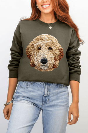 Faux Yarn Goldendoodle Ecosmart Crewneck Sweatshirt - Wholesale Accessory Market