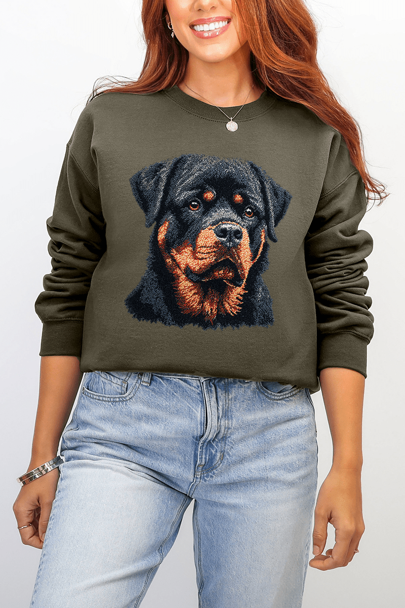 Faux Yarn Rottweiler Ecosmart Crewneck Sweatshirt - Wholesale Accessory Market
