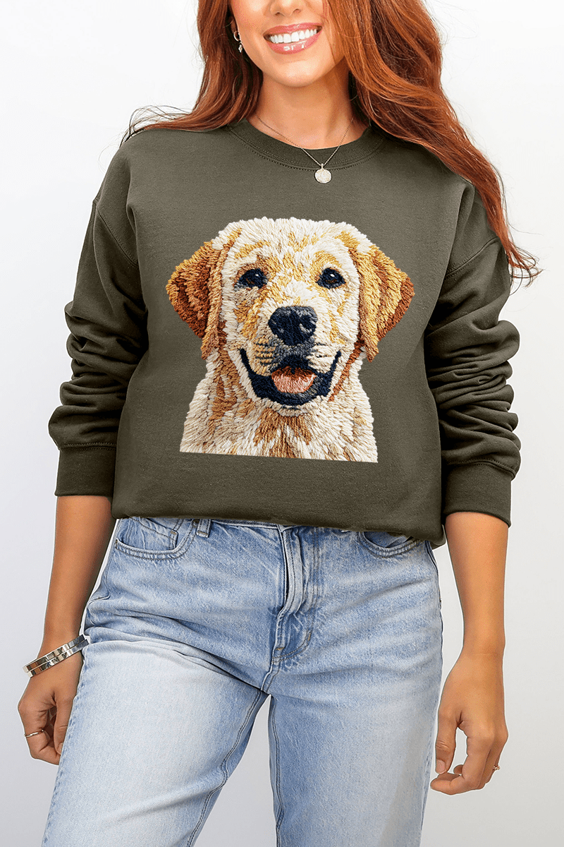 Faux Yarn Yellow Labrador Retriever Ecosmart Crewneck Sweatshirt - Wholesale Accessory Market
