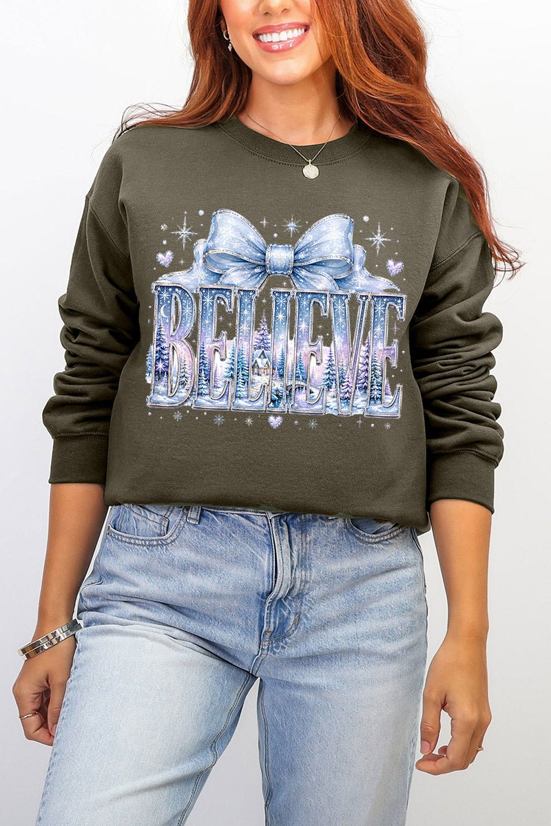 Frosted Fairytale Believe Ecosmart Crewneck Sweatshirt - Wholesale Accessory Market