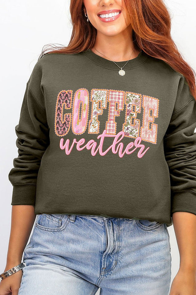 Pink Lace Coffee Weather Ecosmart Crewneck Sweatshirt - Wholesale Accessory Market