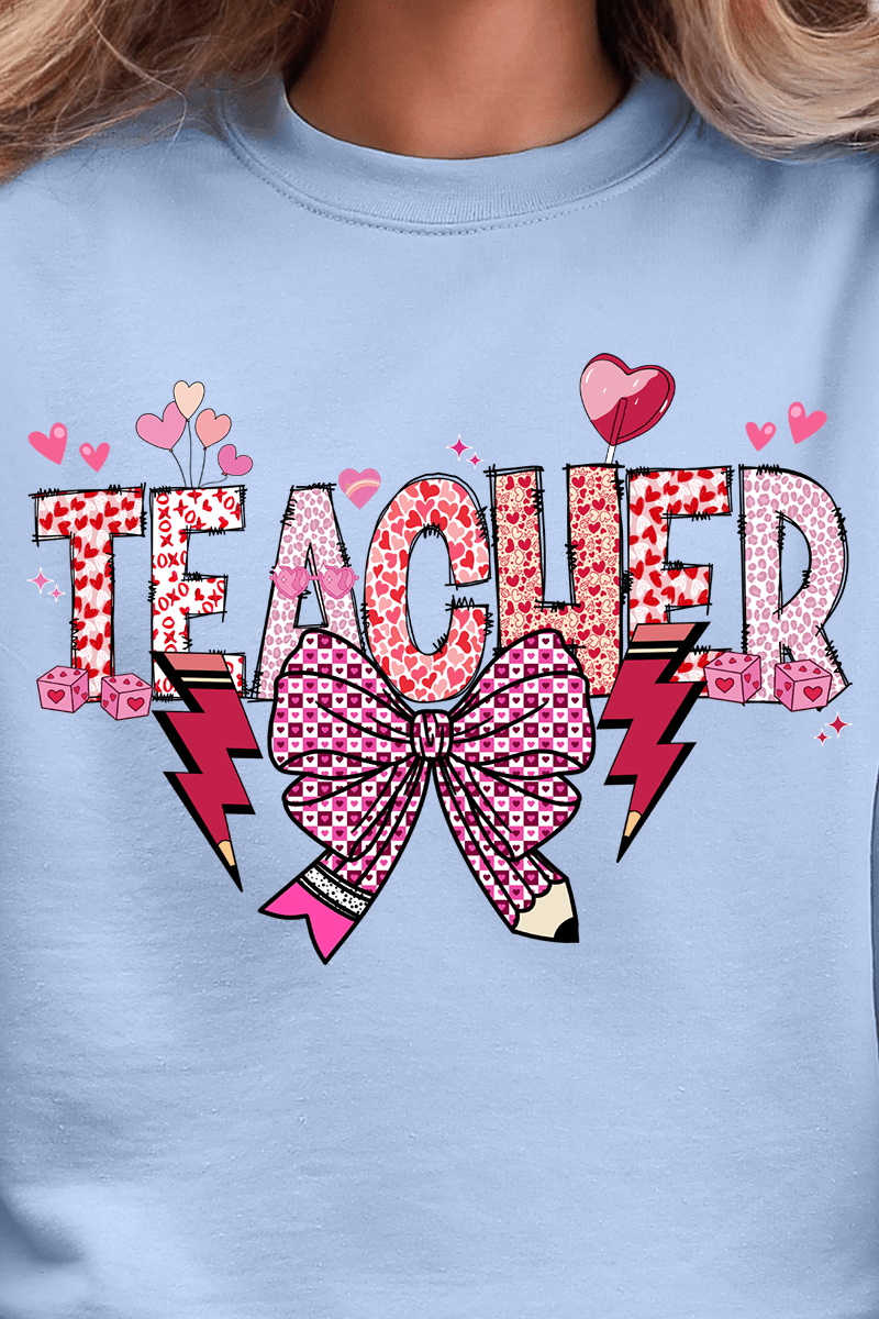 Bow Teacher Doodle Ecosmart Crewneck Sweatshirt - Wholesale Accessory Market