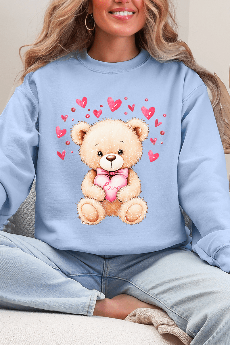 Teddy In Love Ecosmart Crewneck Sweatshirt - Wholesale Accessory Market