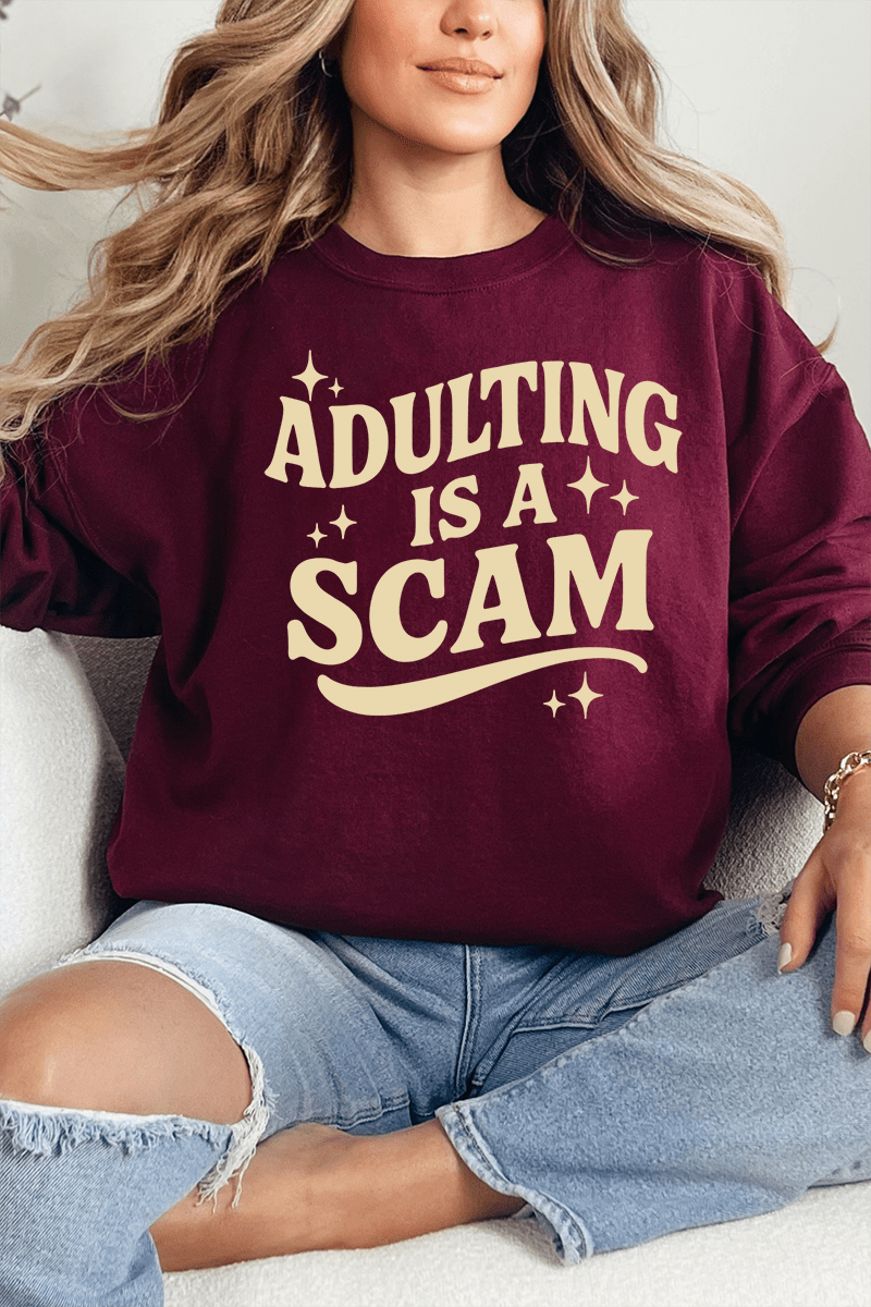 Adulting Is A Scam Ecosmart Crewneck Sweatshirt - Wholesale Accessory Market