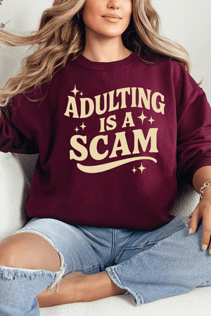 Adulting Is A Scam Ecosmart Crewneck Sweatshirt - Wholesale Accessory Market