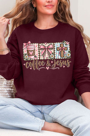 Coffee & Jesus Coquette Ecosmart Crewneck Sweatshirt - Wholesale Accessory Market