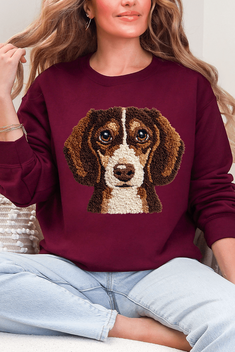 Faux Yarn Dachshund Ecosmart Crewneck Sweatshirt - Wholesale Accessory Market