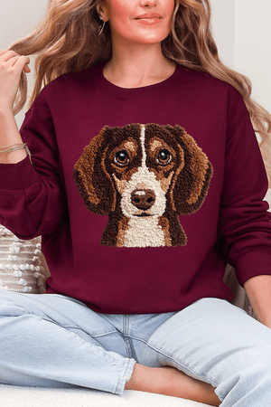Faux Yarn Dachshund Ecosmart Crewneck Sweatshirt - Wholesale Accessory Market